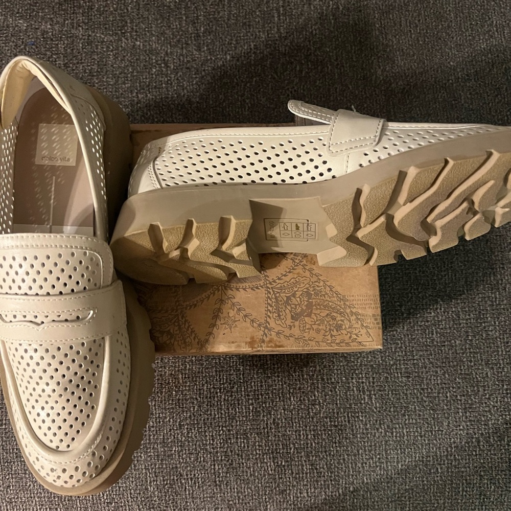 Dolce Vita Cream Perforated Penny Loafers - Picture 5 of 6